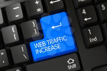 Computer Keyboard Keypad Labeled Web Traffic Increase. 3D.