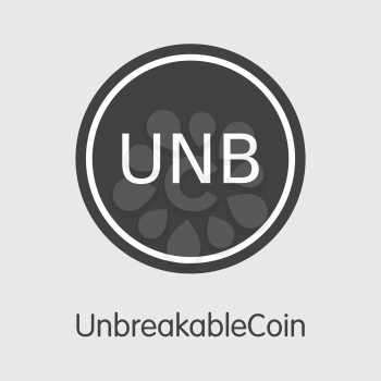 Unbreakablecoin - Virtual Currency Logo. Vector Web Icon of Digital Currency Icon on Grey Background. Vector Illustration: UNB.