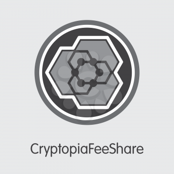 Cryptopiafeeshare Blockchain Based Secure Cryptocurrency. Isolated on Grey CEFS Vector Icon.