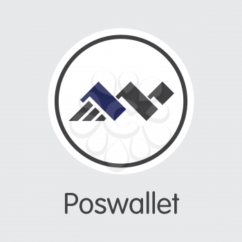 Poswallet - Coin Symbol of Fintech Industry, Finance Digitization. Modern Coin Illustration. Premium Quality Coin Illustration of POSW. Simple Vector Element of Design for Web Graphics.
