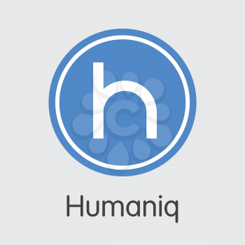 Humaniq - Blockchain Cryptocurrency Coin Pictogram. Vector Logo of Virtual Currency Icon on Grey Background. Vector Coin Illustration HMQ.