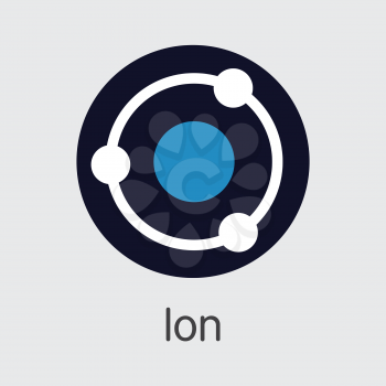 Crypto Currency Ion. Net Banking and ION Mining Vector Concept. Cryptographic Currency Mining Finance Icon.