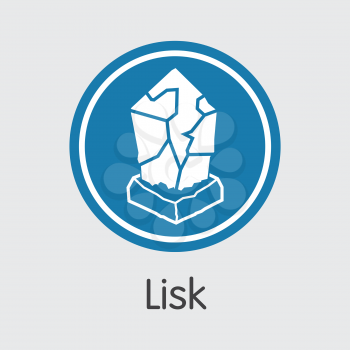 Lisk - Cryptocurrency Coin Image. Vector Icon of Cryptocurrency Icon on Grey Background. Vector Coin Symbol LSK.