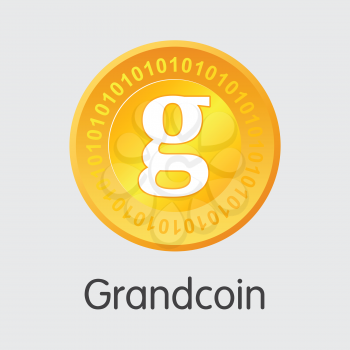 Grandcoin. Cryptographic Currency. GDC Pictogram Symbol Isolated on Grey Background. Stock Vector Symbol.