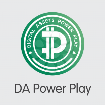 DA Power Play Finance. Cryptographic Currency - Vector Sign Icon. Modern Computer Network Technology Web Icon. Digital Colored Logo of DPP. Concept Design Element.