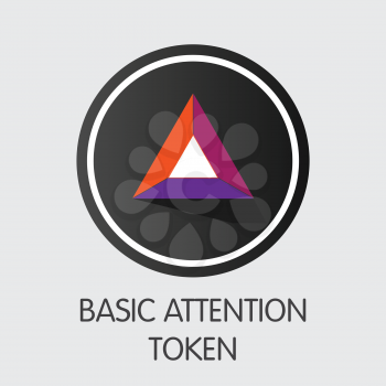 Basic Attention Token Blockchain Based Secure Blockchain Cryptocurrency. Isolated on Grey BAT Vector Symbol.
