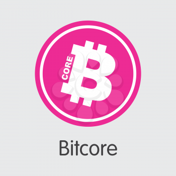 Bitcore - Virtual Currency Coin Image. Vector Sign Icon of Cryptographic Currency Icon on Grey Background. Vector Illustration BTX.