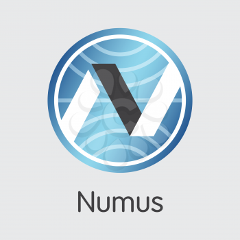 Numus - Cryptocurrency Coin Image. Vector Trading Sign of Digital Currency Icon on Grey Background. Vector Coin Symbol NMS.