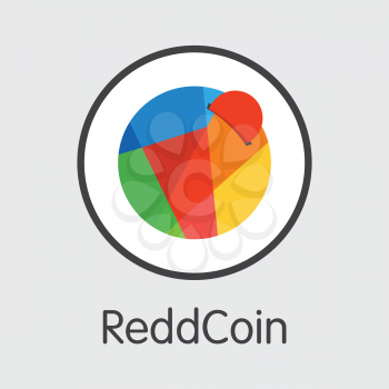 Reddcoin Blockchain Based Secure Virtual Currency. Isolated on Grey RDD Vector Coin Pictogram.