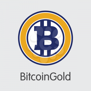 BitcoinGold Criptocurrency Blockchain Icon on Grey Background. Virtual Currency. Vector Trading sign - BTG.
