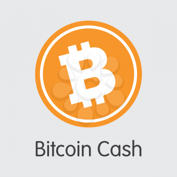 Bitcoin Cash - Vector Icon of Virtual Currency. Vector Trading Sign of Bitcoin Cash on Grey Background..
