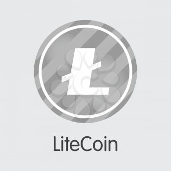 Lite Coin Criptocurrency Blockchain Icon on Grey Background. Virtual Currency. Vector Trading Sign Lite Coin.