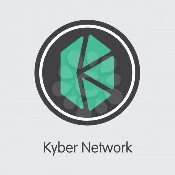 KNC - Kyber Network. The Trade Logo or Emblem of Virtual Momey, Market Emblem, ICOs Coins and Tokens Icon.
