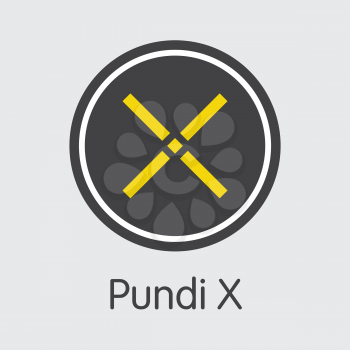 Pundi X - Crypto Currency Illustration. Vector Coin Image of Blockchain Cryptocurrency Icon on Grey Background. Vector Logo NPXS.