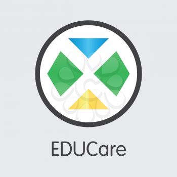 EKT - Educare. The Icon or Emblem of Money, Market Emblem, ICOs Coins and Tokens Icon.
