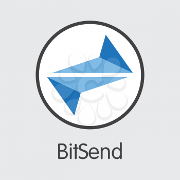 Bitsend - Virtual Currency Icon. Vector Graphic Symbol of Digital Currency Icon on Grey Background. Vector Pictogram Symbol BSD.