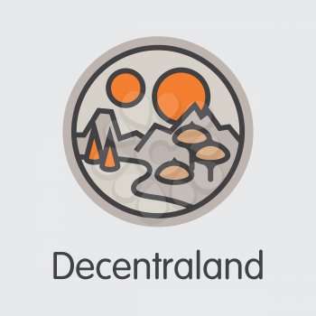 Virtual Currency Decentraland. Net Banking and MANA Mining Vector Concept. Virtual Currency Mining Finance Colored Logo.