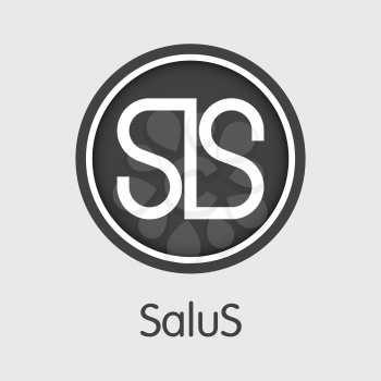 Salus - Blockchain Cryptocurrency Logo. Vector Symbol of Virtual Currency Icon on Grey Background. Vector Symbol SLS.