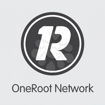 RNT - Oneroot Network. The Market Logo or Emblem of Virtual Currency, Market Emblem, ICOs Coins and Tokens Icon.