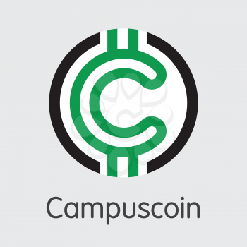 Campuscoin - Sign Icon of Fintech Industry, Finance Digitization. Modern Pictogram Symbol. Premium Quality Coin Symbol of CMPCO. Simple Vector Graphic Symbol of Design for Web Graphics.