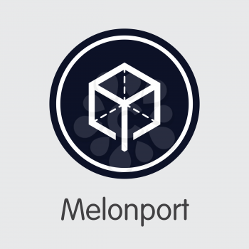 Melonport - Coin Pictogram of Fintech Industry, Finance Digitization. Modern Element. Premium Quality Icon of MLN. Simple Vector Icon of Design for Web Graphics.