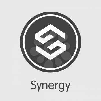 Synergy - Cryptocurrency Sign Icon. Vector Symbol of Crypto Currency Icon on Grey Background. Vector Coin Illustration SNRG.