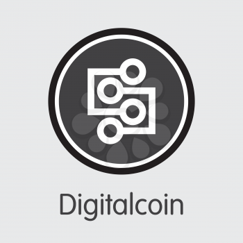 Digitalcoin Finance. Digital Currency - Vector Coin Symbol. Modern Computer Network Technology Trading Sign. Digital Element of DGC. Concept Design Element.