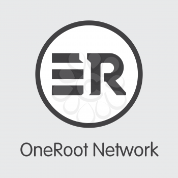 RNT - Oneroot Network. The Market Logo or Emblem of Cryptocurrency, Market Emblem, ICOs Coins and Tokens Icon.
