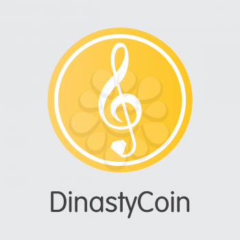 Dinastycoin Finance. Crypto Currency - Vector Logo. Modern Computer Network Technology Coin Illustration. Digital Pictogram Symbol of DCY. Concept Design Element.