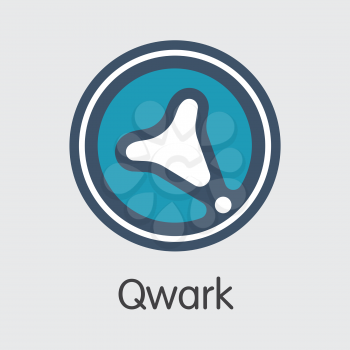 Qwark - Virtual Currency Concept. Colored Vector Icon Logo and Name of Digital Currency on Grey Background. Vector Trading Sign for Exchange QWARK.