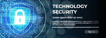 2d Illustration Technology Security on Blue Digital Background. Poster Template. Excellent Vector illustration.