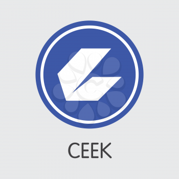 Ceek. Blockchain Cryptocurrency. CEEK Pictogram Isolated on Grey Background. Stock Vector Logo.