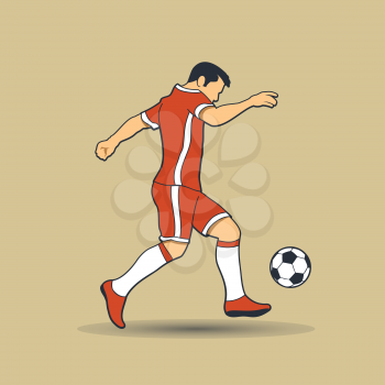 Soccer or Football Player Shooting a Ball Action. Vector Illustration. - Vector
