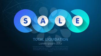 SALE - Business Concept with Big Word or Text. Blue Trendy Tamplate for Web Banner or Landig Page. Vector Illustration.