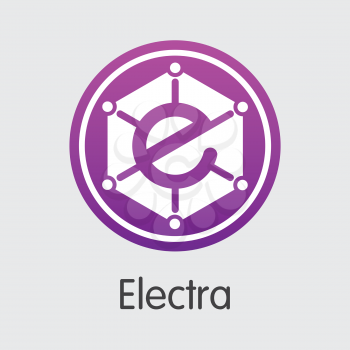 Electra. Blockchain Cryptocurrency. ECA Colored Logo Isolated on Grey Background. Stock Vector Illustration.