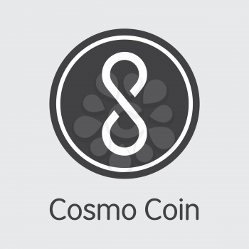 COSM - Cosmo Coin. The Market Logo or Emblem of Virtual Currency, Market Emblem, ICOs Coins and Tokens Icon.
