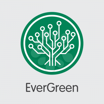 Evergreencoin Finance. Crypto Currency - Vector Sign Icon. Modern Computer Network Technology Element. Digital Colored Logo of EGC. Concept Design Element.