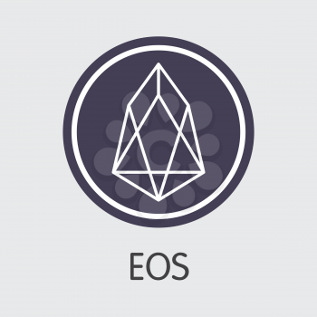 Eos Blockchain Based Secure Blockchain Cryptocurrency. Isolated on Grey EOS Vector Pictogram.