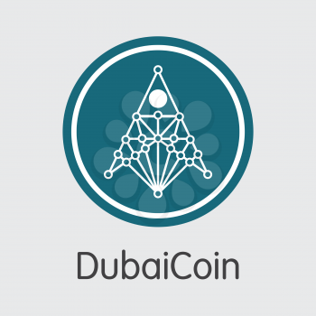 Dubaicoin - Coin Image of Fintech Industry, Finance Digitization. Modern Graphic Symbol. Premium Quality Illustration of DBIX. Simple Vector Sign Icon of Design for Web Graphics.