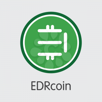 Edrcoin - Coin Illustration of Fintech Industry, Finance Digitization. Modern Colored Logo. Premium Quality Icon of EDRC. Simple Vector Coin Pictogram of Design for Web Graphics.