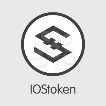 Iostoken - Cryptocurrency Trading Sign. Vector Coin Image of Crypto Currency Icon on Grey Background. Vector Element IOS.