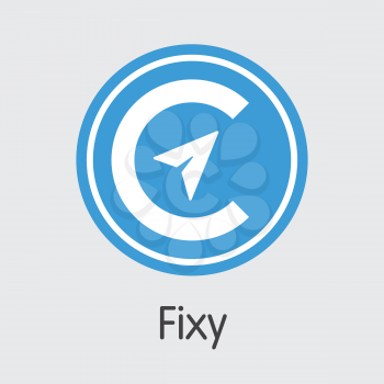 Fixy - Element of Fintech Industry, Finance Digitization. Modern Coin Illustration. Premium Quality Pictogram of FXY. Simple Vector Coin Symbol of Design for Web Graphics.