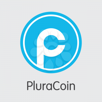 Pluracoin PLURA . - Vector Icon of Digital Currency. 