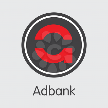 ADB - Adbank. The Crypto Coins or Cryptocurrency Logo. Market Emblem, Coins ICOs and Tokens.