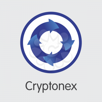 Exchange - Cryptonex. The Crypto Coins or Cryptocurrency Logo. Market Emblem, Coins ICOs and Tokens Icon.