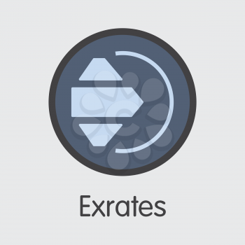 Exchange - Exrates. The Crypto Coins or Cryptocurrency Logo. Market Emblem, Coins ICOs and Tokens Icon.