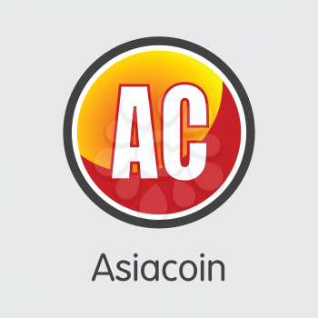 Asiacoin Finance. Blockchain Cryptocurrency - Vector Web Icon. Modern Computer Network Technology Sign Icon. Digital Colored Logo of AC. Concept Design Element.
