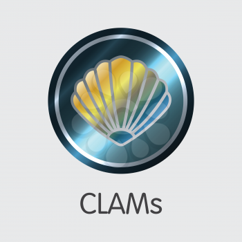 CLAM - Clams. The Market Logo or Emblem of Money, Market Emblem, ICOs Coins and Tokens Icon.