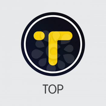 TOP - Top. The Market Logo or Emblem of Crypto Coins, Market Emblem, ICOs Coins and Tokens Icon.