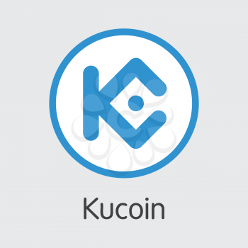 Exchange - Kucoin. The Crypto Coins or Cryptocurrency Logo. Market Emblem, Coins ICOs and Tokens Icon.